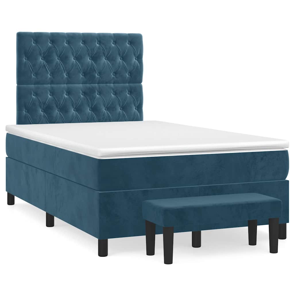 Giroletto a Molle con Materasso Blu Scuro 120x190 cm in Velluto | homemem39