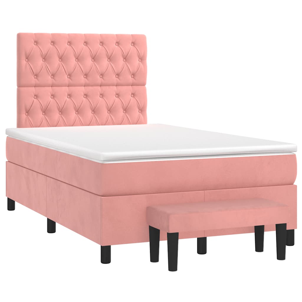 Giroletto a Molle con Materasso Rosa 120x190 cm in Velluto | homemem39