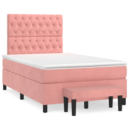Giroletto a Molle con Materasso Rosa 120x190 cm in Velluto | homemem39