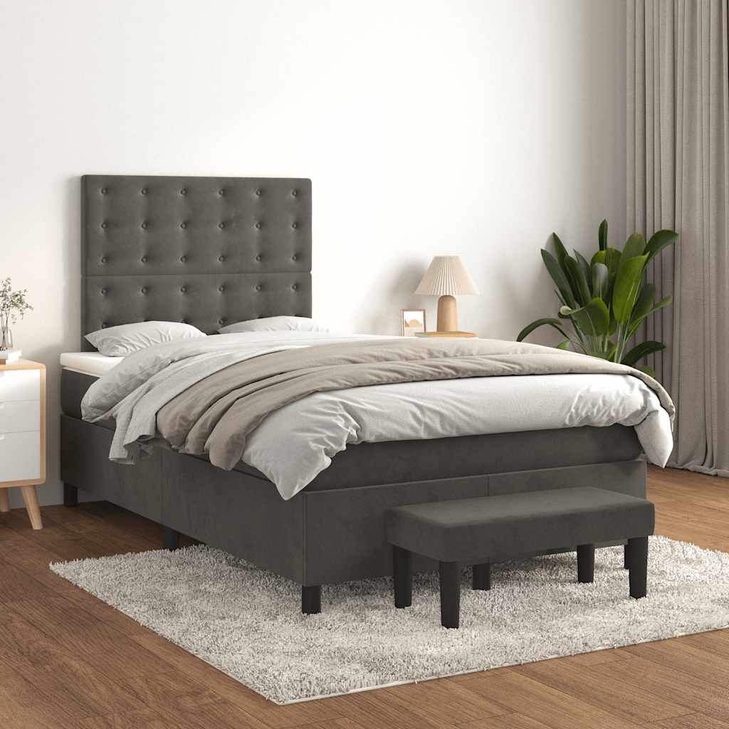 Giroletto a Molle con Materasso Grigio Scuro 120x190 cm Velluto | homemem39