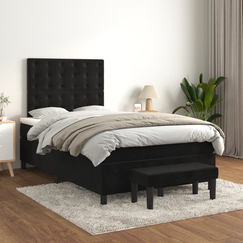 Giroletto a Molle con Materasso Nero 120x190 cm in Velluto | homemem39