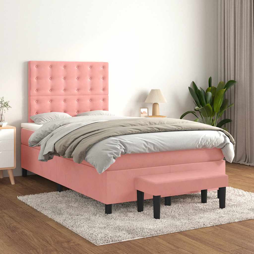 Giroletto a Molle con Materasso Rosa 120x190 cm in Velluto | homemem39