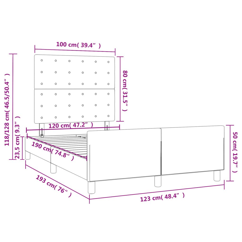 Giroletto senza Materasso Tortora 120x190 cm Tessuto