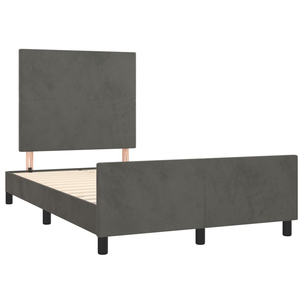 Giroletto senza Materasso Grigio Scuro 120x190 cm Velluto