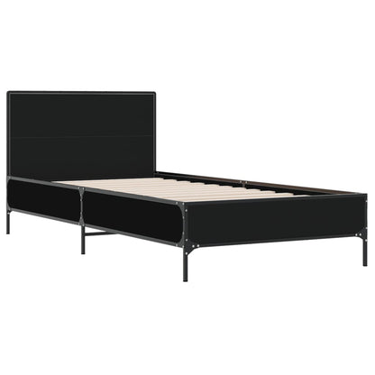 Giroletto Nero 90x200 cm in Legno Multistrato e Metallo | homemem39