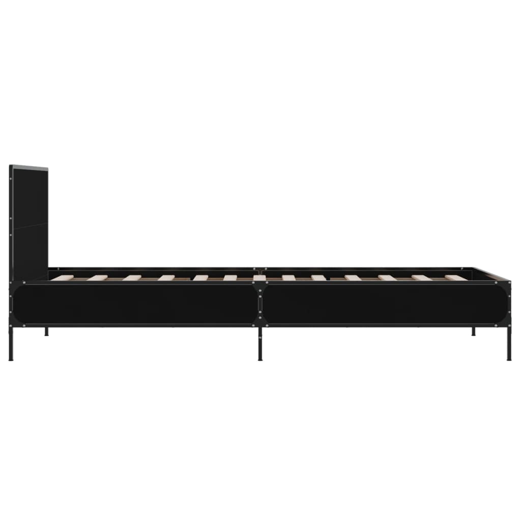 Giroletto Nero 90x200 cm in Legno Multistrato e Metallo | homemem39