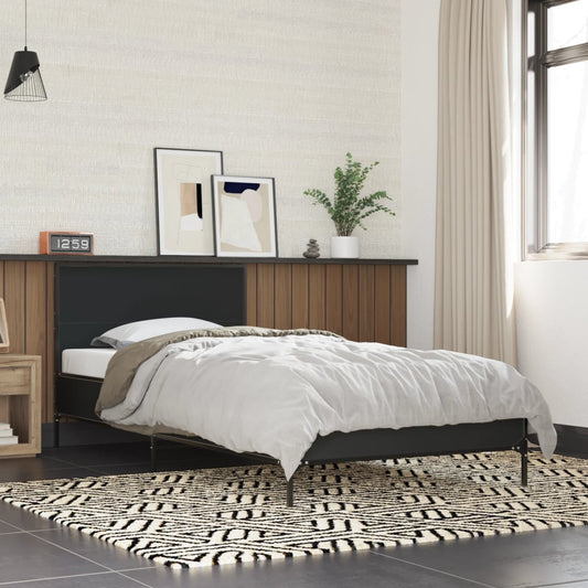 Giroletto Nero 90x200 cm in Legno Multistrato e Metallo | homemem39