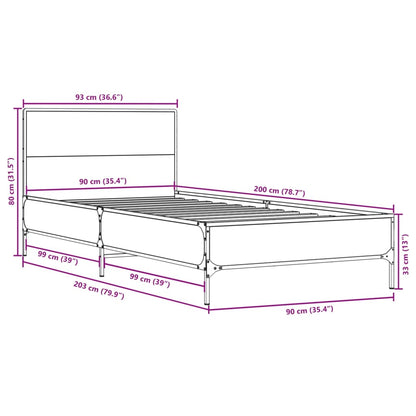 Giroletto Rovere Sonoma 90x200 cm Legno Multistrato e Metallo | homemem39