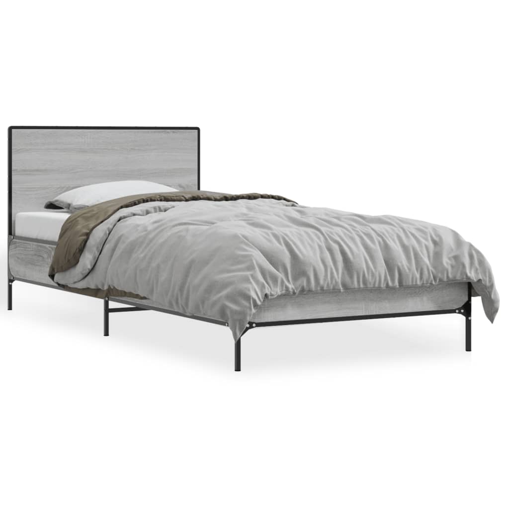 Giroletto Grigio Sonoma 90x200 cm Legno Multistrato e Metallo | homemem39