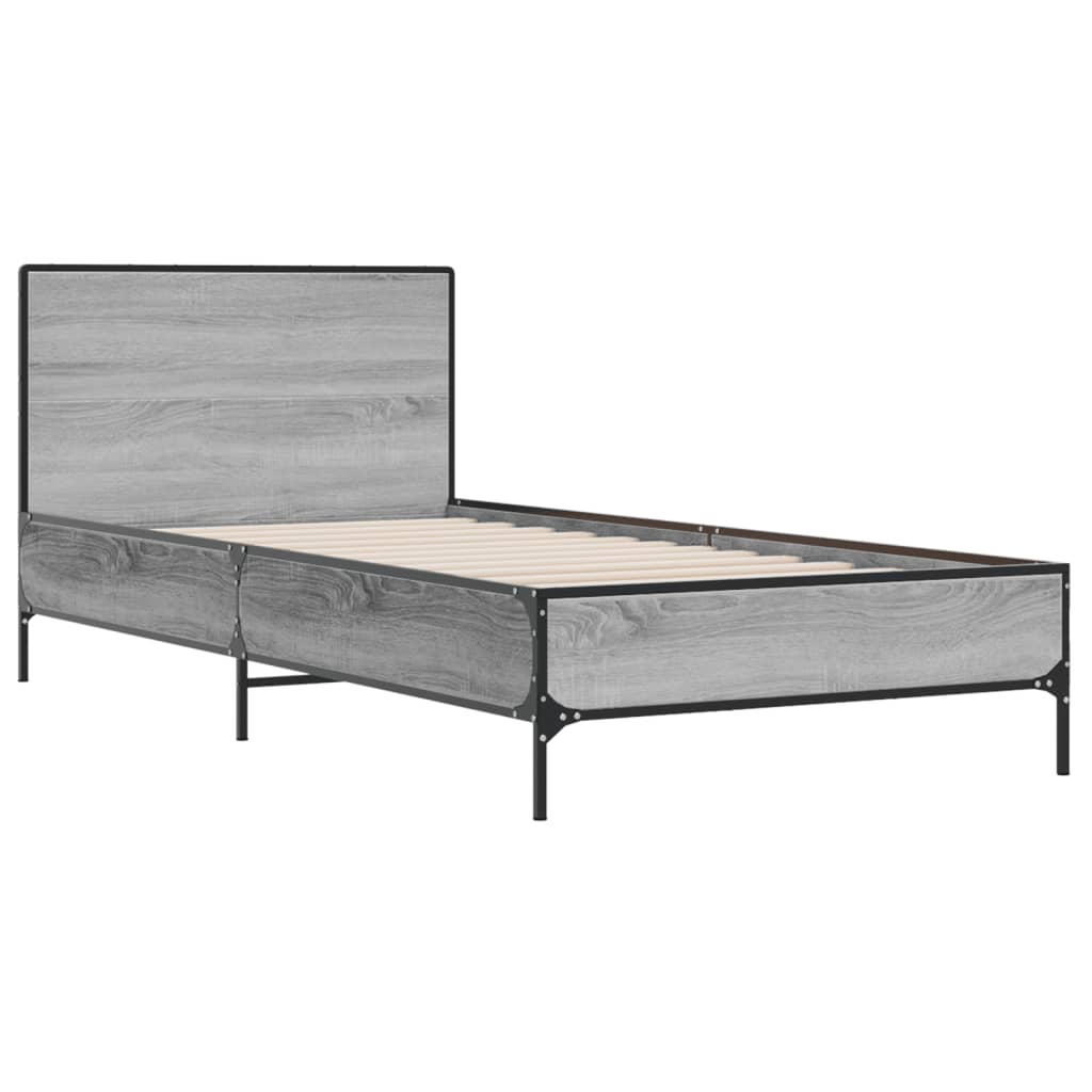Giroletto Grigio Sonoma 90x200 cm Legno Multistrato e Metallo | homemem39