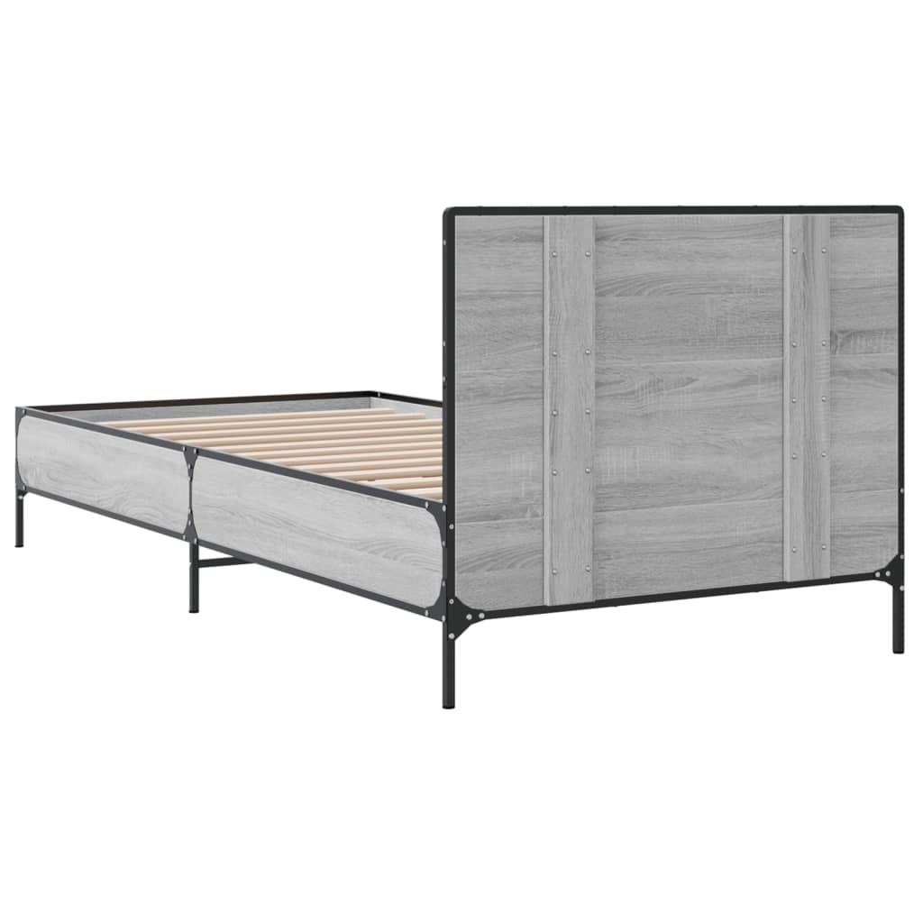 Giroletto Grigio Sonoma 90x200 cm Legno Multistrato e Metallo