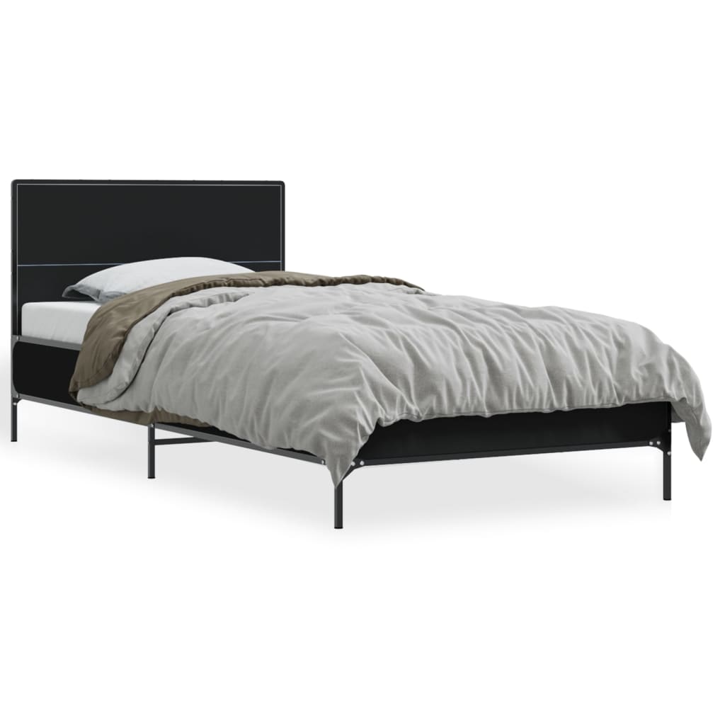 Giroletto Nero 100x200 cm in Legno Multistrato e Metallo | homemem39