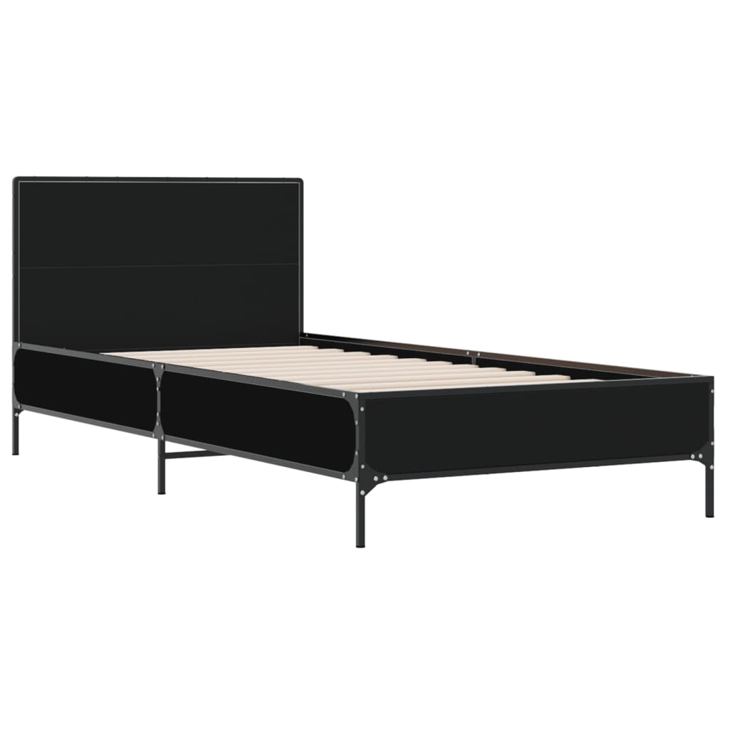 Giroletto Nero 100x200 cm in Legno Multistrato e Metallo | homemem39