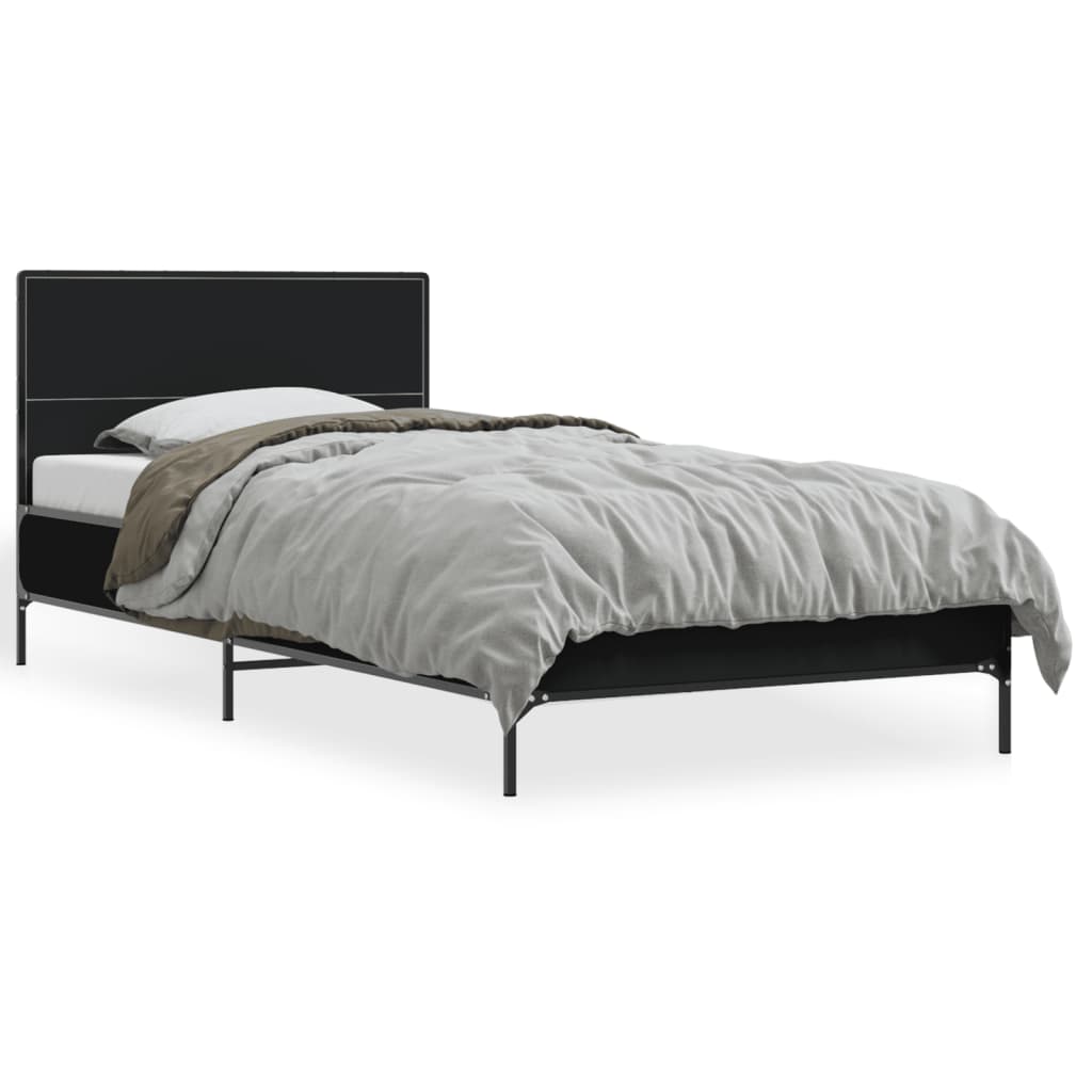 Giroletto Nero 75x190 cm in Legno Multistrato e Metallo | homemem39