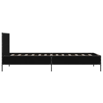 Giroletto Nero 75x190 cm in Legno Multistrato e Metallo - homemem39
