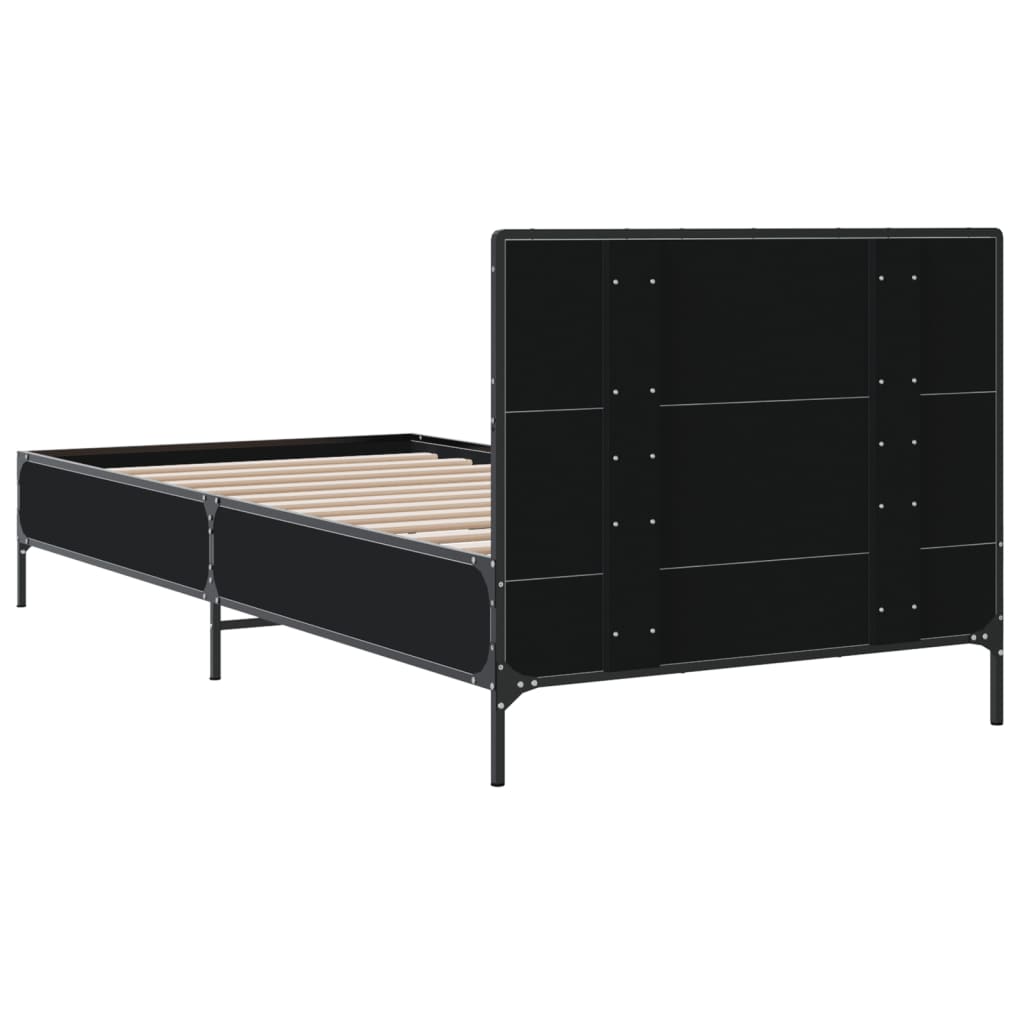 Giroletto Nero 75x190 cm in Legno Multistrato e Metallo