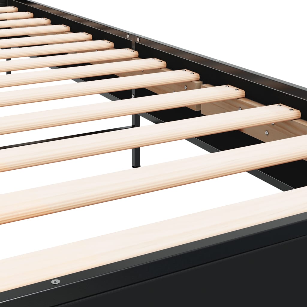 Giroletto Nero 75x190 cm in Legno Multistrato e Metallo - homemem39