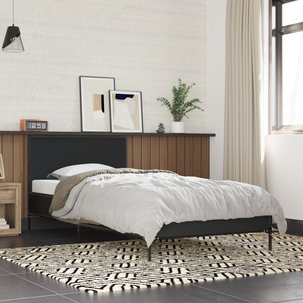 Giroletto Nero 75x190 cm in Legno Multistrato e Metallo | homemem39