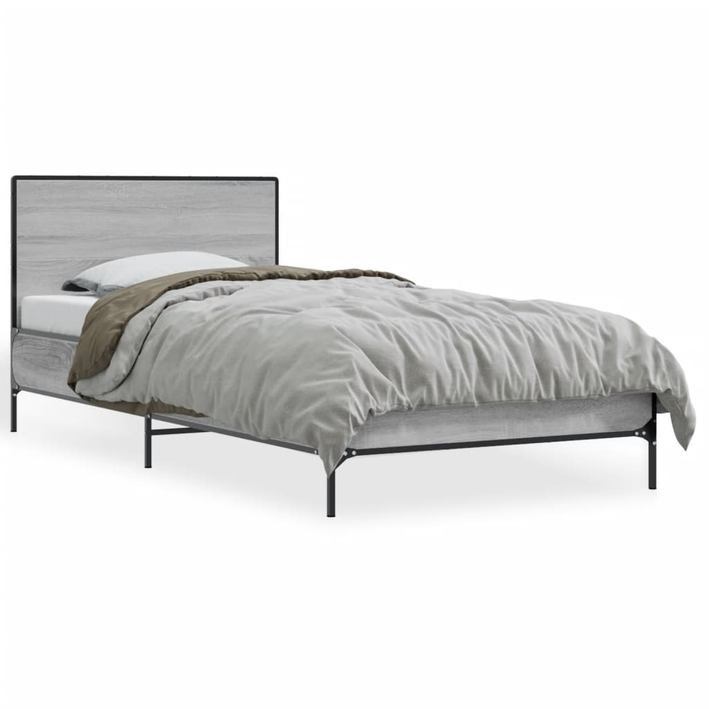 Giroletto Grigio Sonoma 75x190cm in Legno Multistrato e Metallo | homemem39