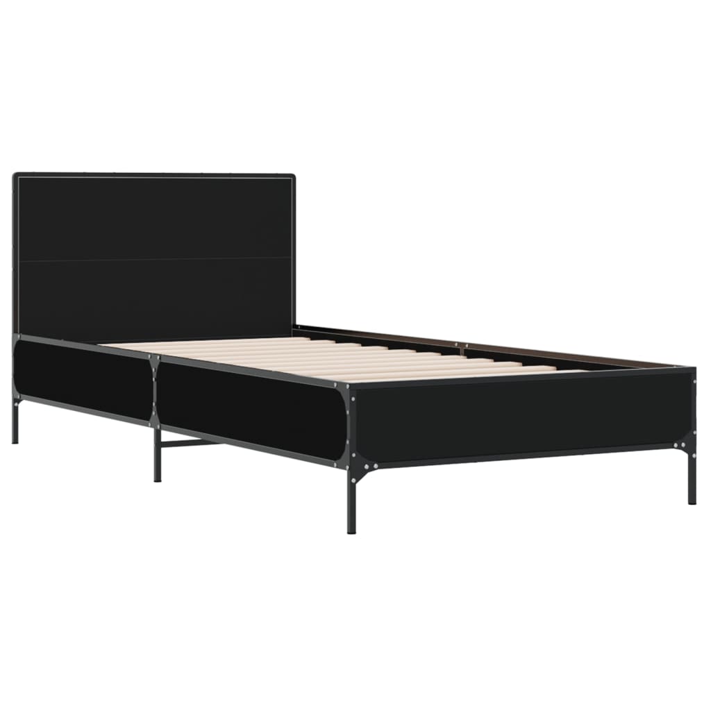 Giroletto Nero 90x190 cm in Legno Multistrato e Metallo | homemem39