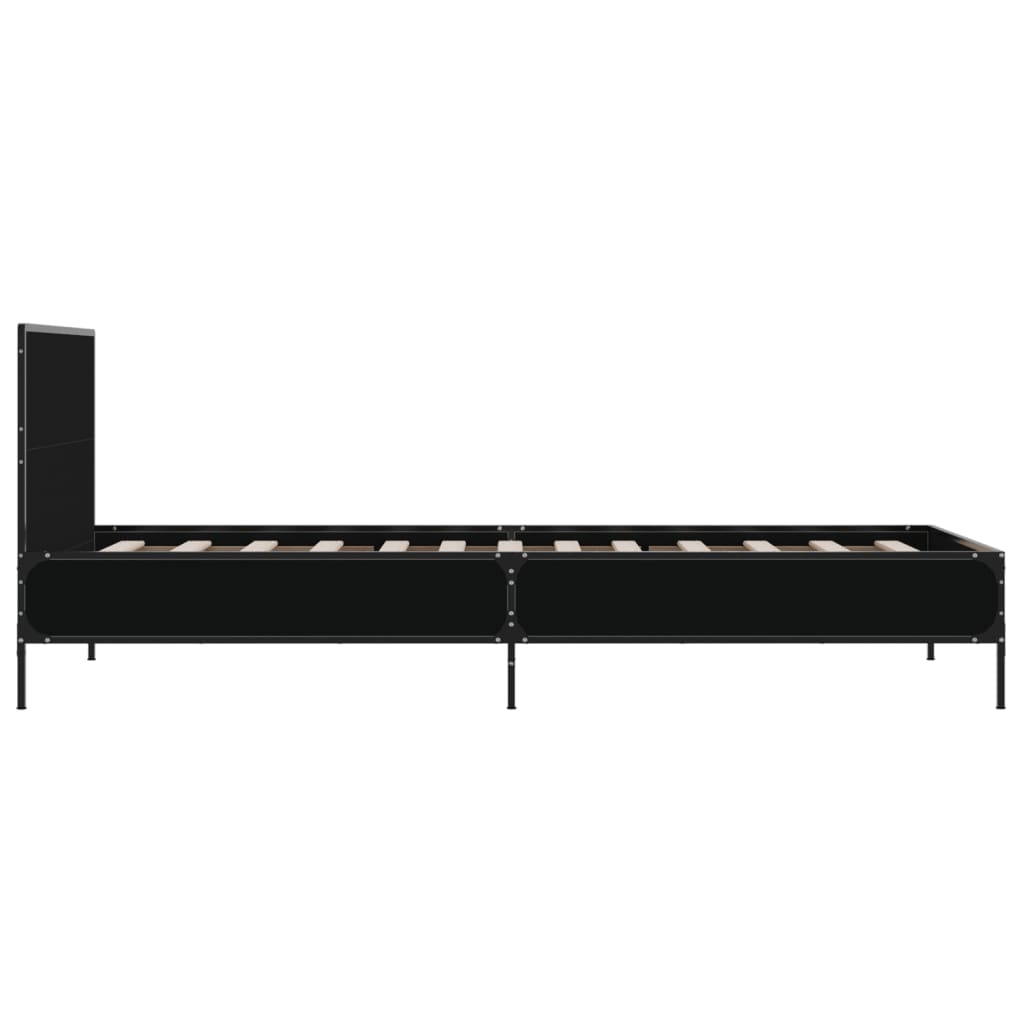 Giroletto Nero 90x190 cm in Legno Multistrato e Metallo - homemem39