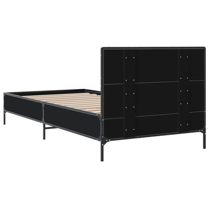 Giroletto Nero 90x190 cm in Legno Multistrato e Metallo | homemem39