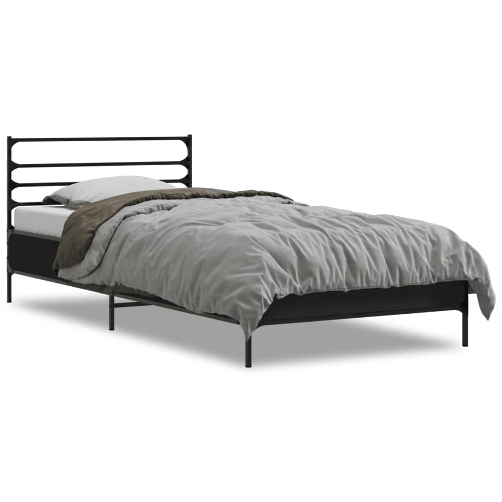 Giroletto Nero 90x200 cm in Legno Multistrato e Metallo | homemem39