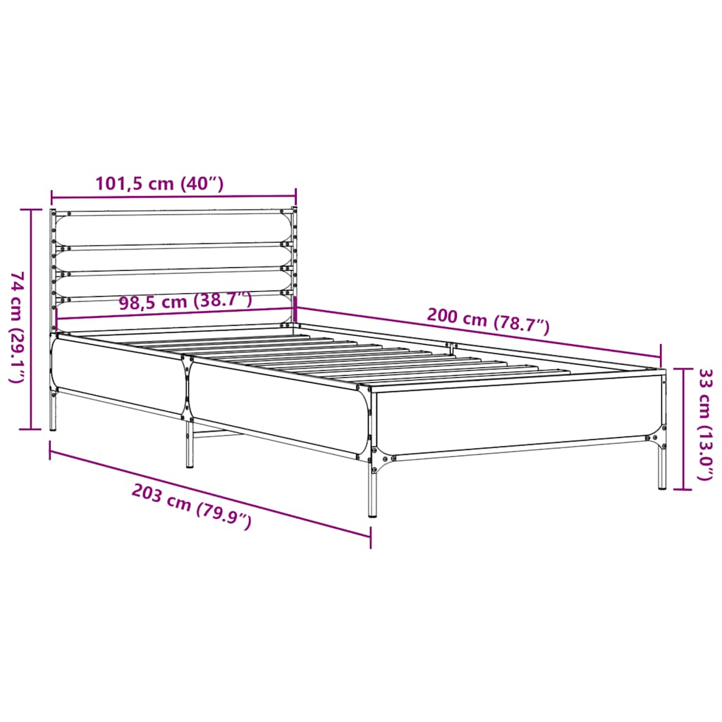 Giroletto Nero 100x200 cm in Legno Multistrato e Metallo | homemem39