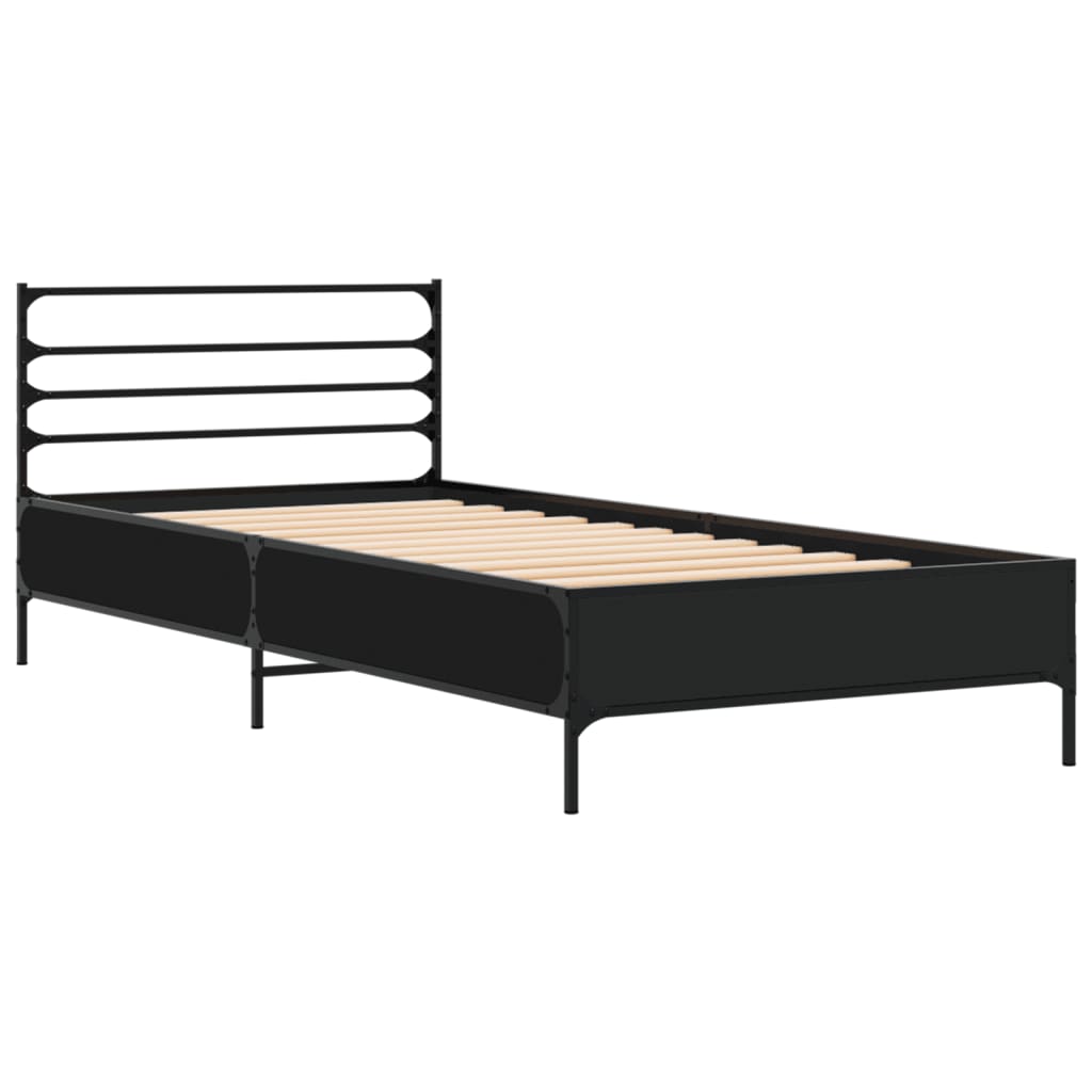 Giroletto Nero 75x190 cm in Legno Multistrato e Metallo | homemem39