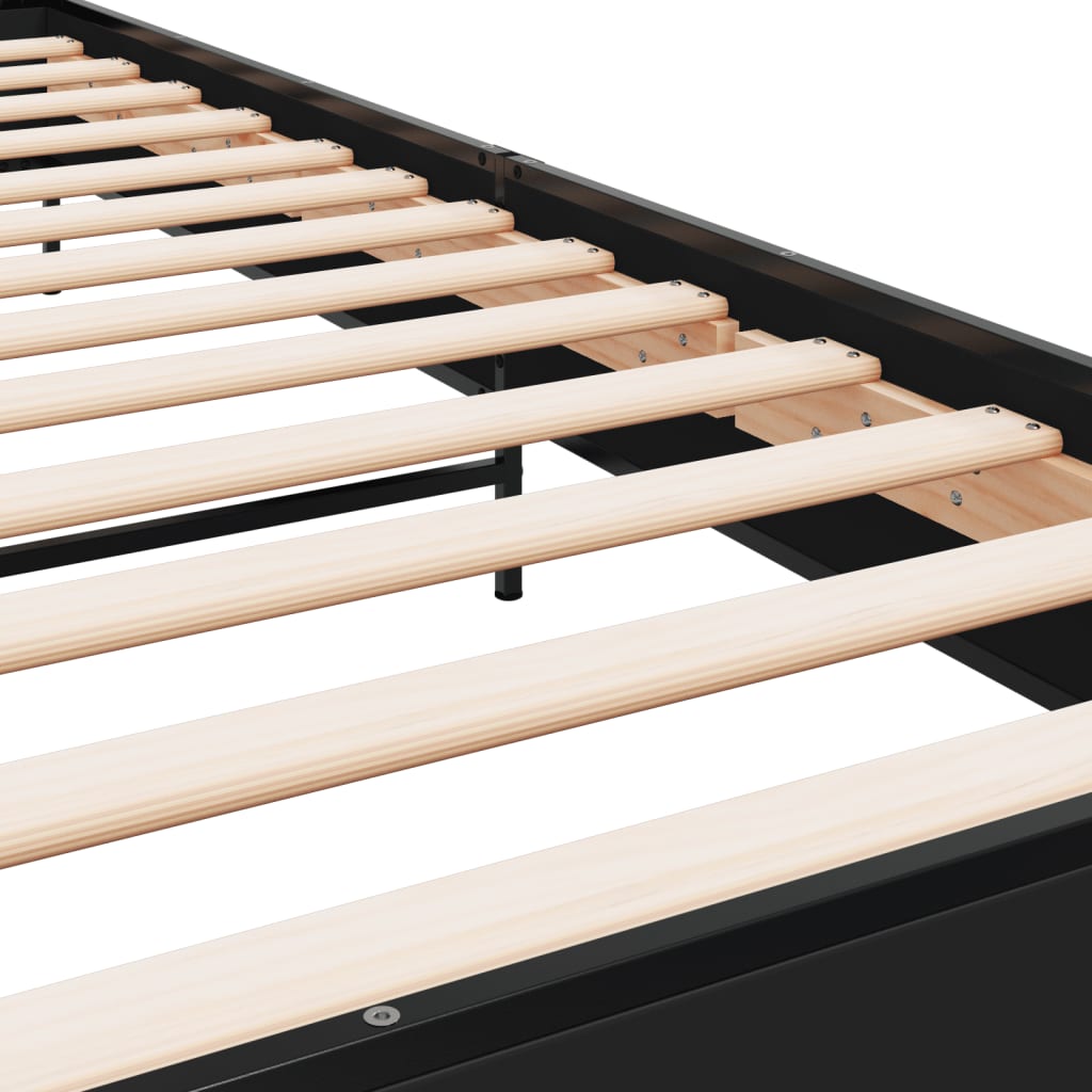 Giroletto Nero 75x190 cm in Legno Multistrato e Metallo - homemem39