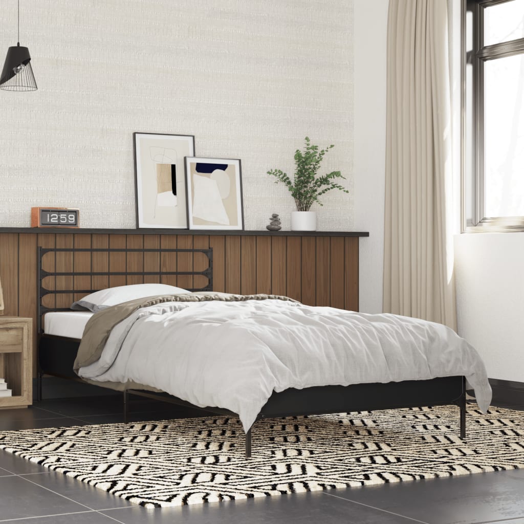 Giroletto Nero 75x190 cm in Legno Multistrato e Metallo | homemem39