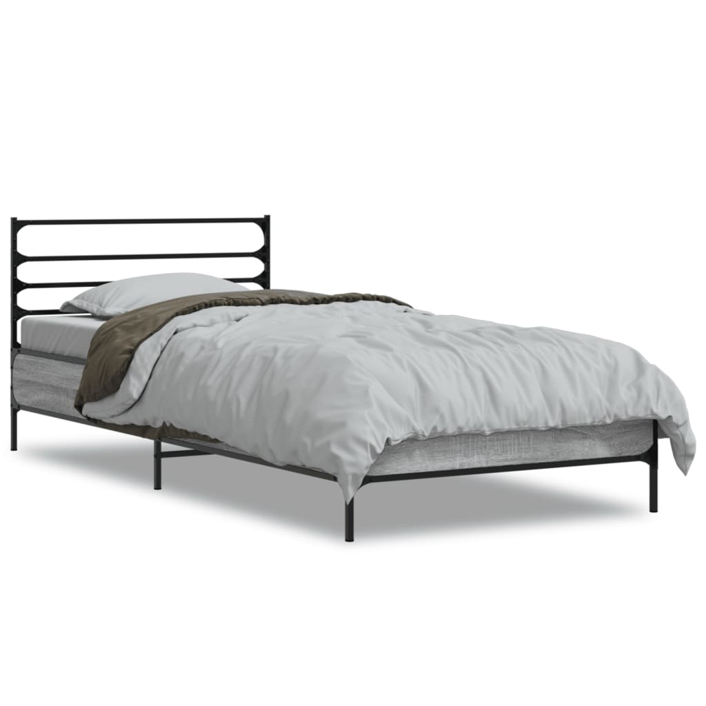 Giroletto Grigio Sonoma 75x190cm in Legno Multistrato e Metallo
