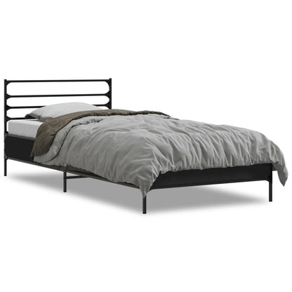 Giroletto Nero 90x190 cm in Legno Multistrato e Metallo | homemem39