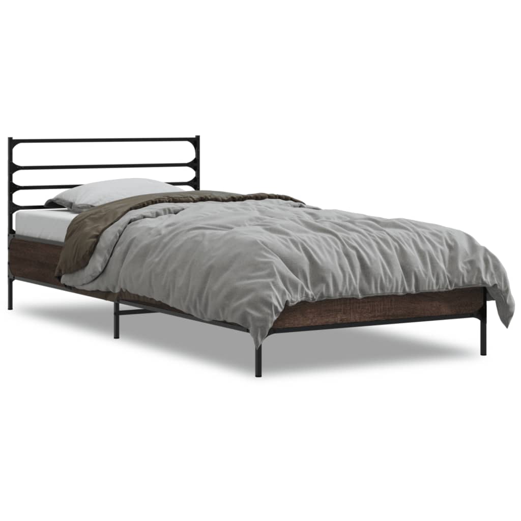 Giroletto Rovere Marrone 90x190 cm Legno Multistrato e Metallo | homemem39