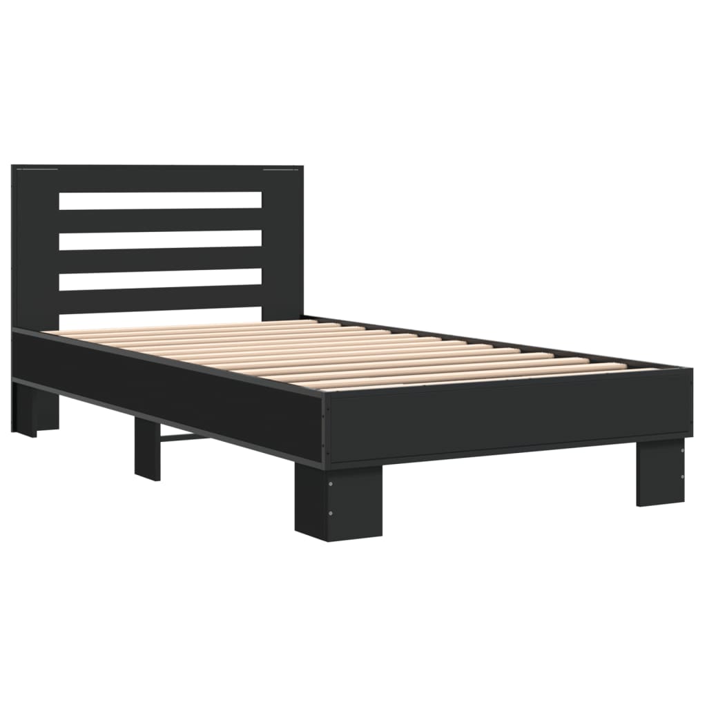 Giroletto Nero 75x190 cm in Legno Multistrato e Metallo | homemem39