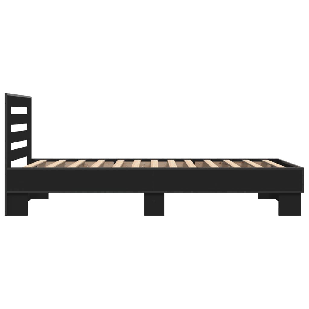 Giroletto Nero 75x190 cm in Legno Multistrato e Metallo | homemem39