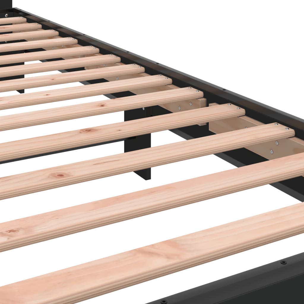 Giroletto Nero 90x200 cm in Legno Multistrato e Metallo | homemem39