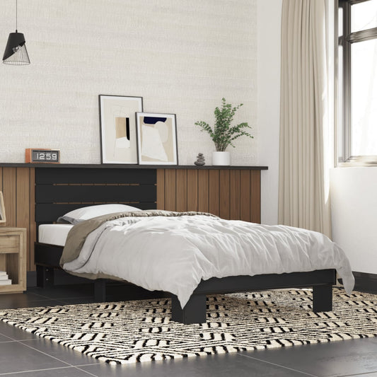 Giroletto Nero 90x200 cm in Legno Multistrato e Metallo | homemem39