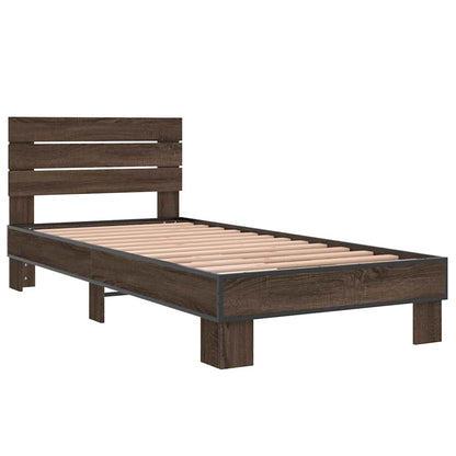 Giroletto Rovere Marrone 90x200 cm Legno Multistrato e Metallo | homemem39