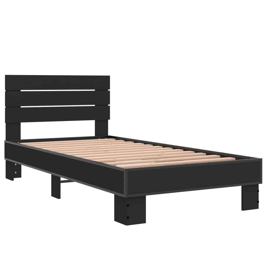 Giroletto Nero 75x190 cm in Legno Multistrato e Metallo | homemem39