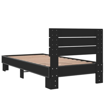 Giroletto Nero 75x190 cm in Legno Multistrato e Metallo | homemem39