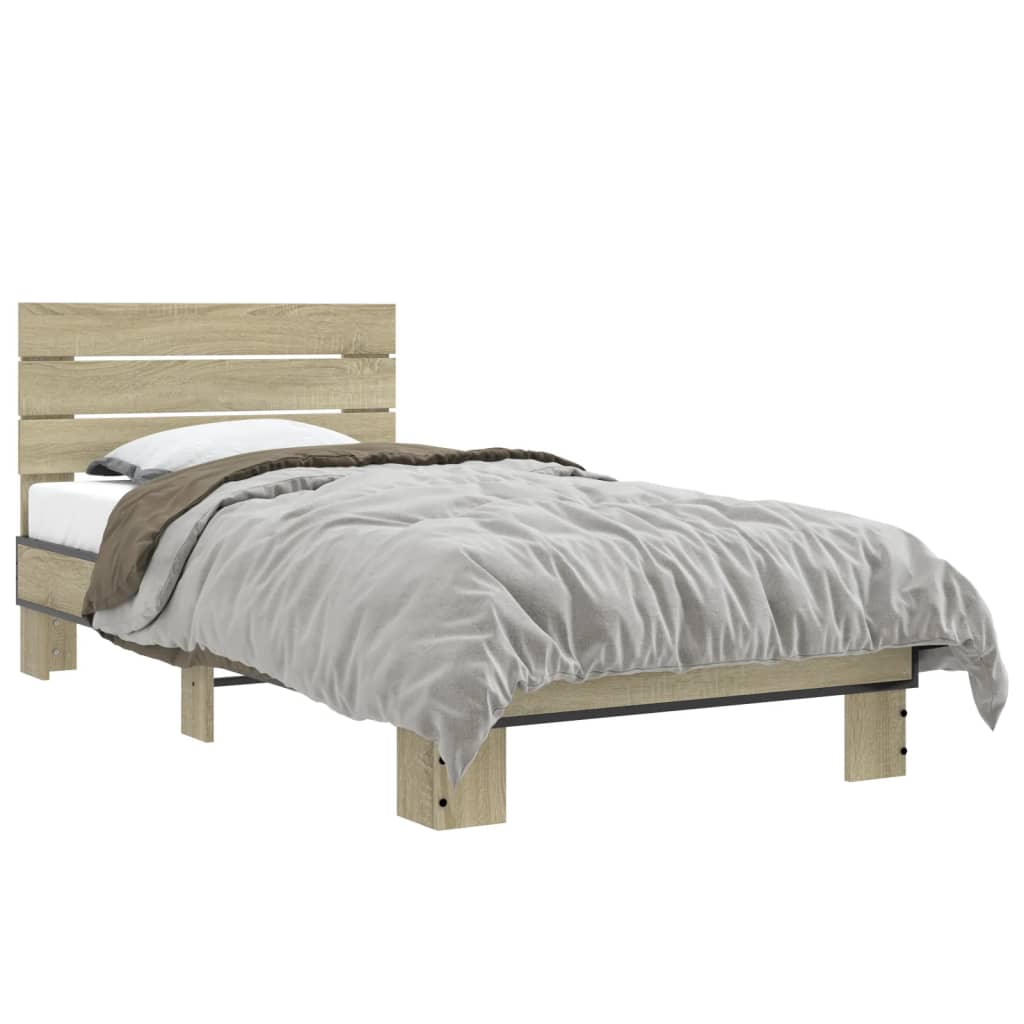 Giroletto Rovere Sonoma 90x190cm in Legno Multistrato e Metallo | homemem39