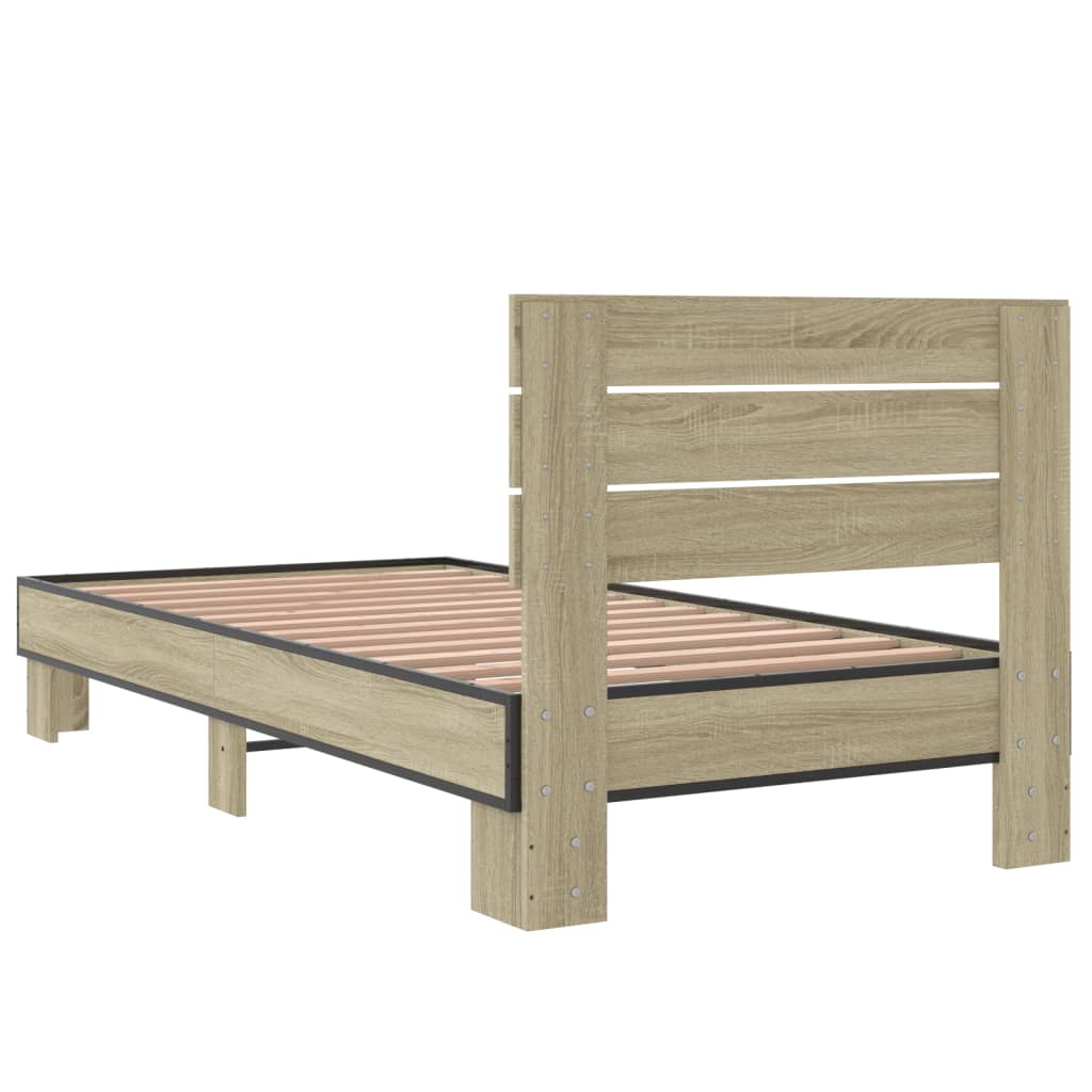 Giroletto Rovere Sonoma 90x190cm in Legno Multistrato e Metallo | homemem39