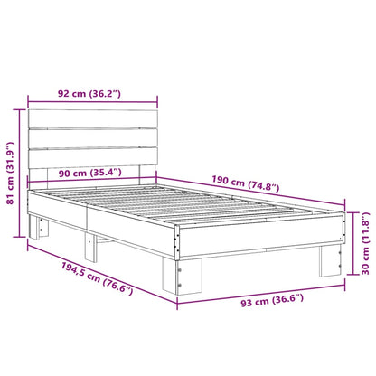 Giroletto Rovere Sonoma 90x190cm in Legno Multistrato e Metallo | homemem39