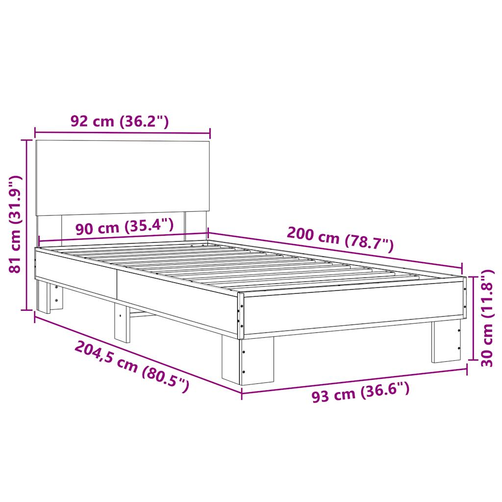 Giroletto Rovere Fumo 90x200 cm in Legno Multistrato e Metallo | homemem39