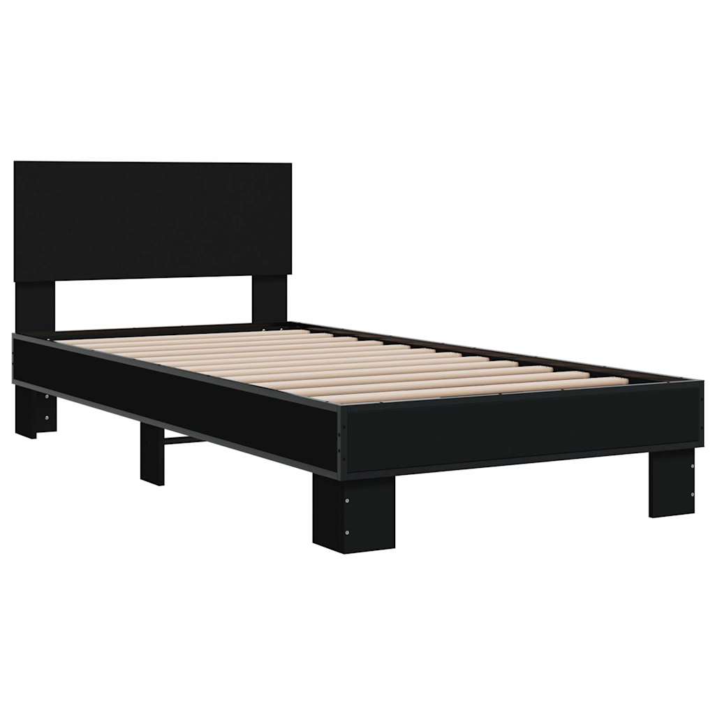 Giroletto Nero 75x190 cm in Legno Multistrato e Metallo | homemem39
