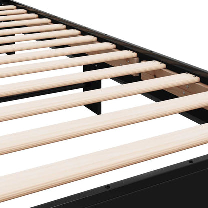 Giroletto Nero 75x190 cm in Legno Multistrato e Metallo - homemem39