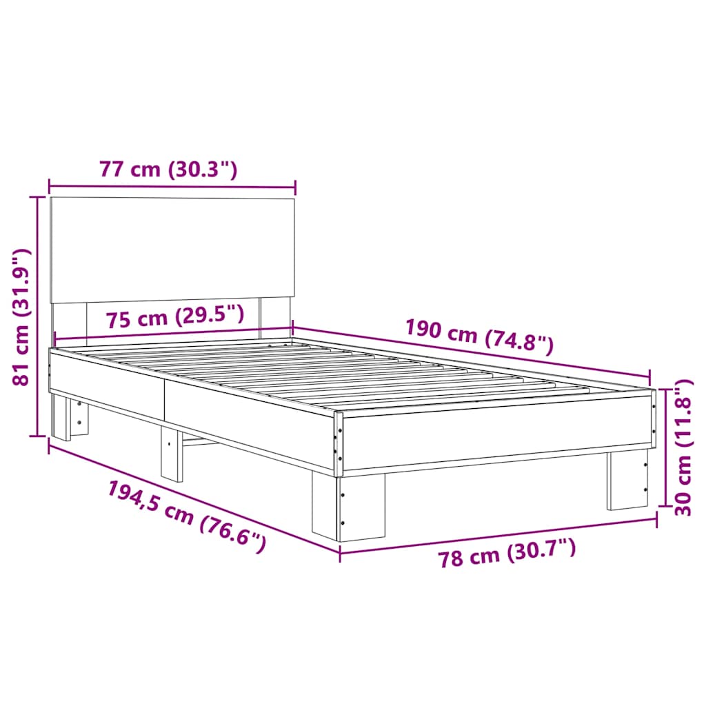 Giroletto Nero 75x190 cm in Legno Multistrato e Metallo