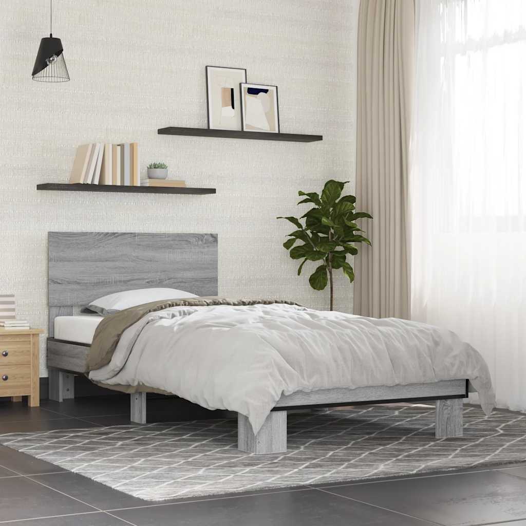 Giroletto Grigio Sonoma 75x190cm in Legno Multistrato e Metallo - homemem39
