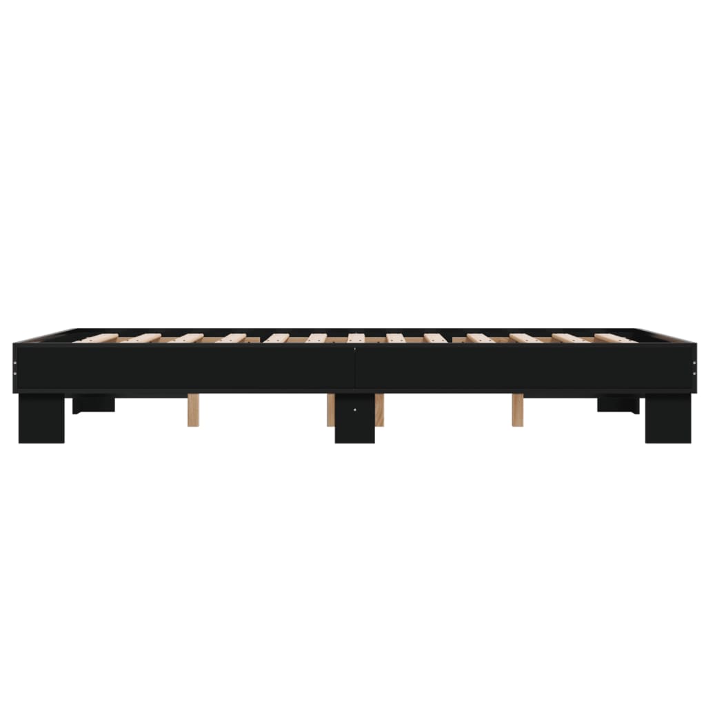 Giroletto Nero 140x200 cm in Legno Multistrato e Metallo | homemem39